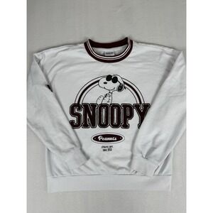 Peanuts Sweater Top Women's XS Snoopy White Long Sleeve Crew Neck Pullover